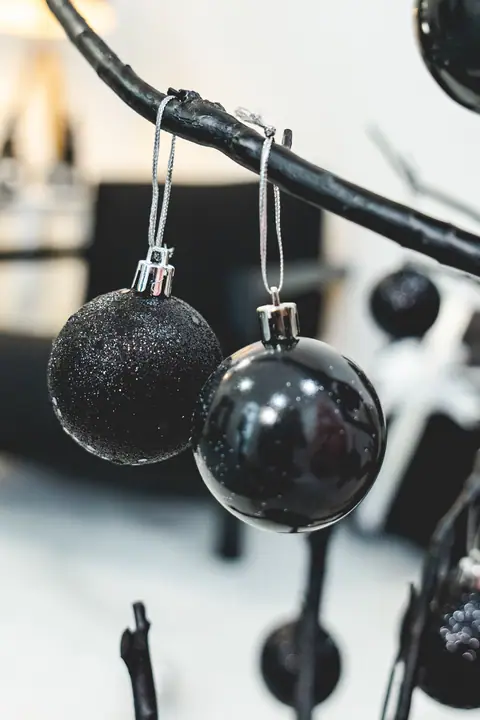 Black glitter ornaments