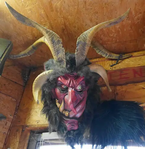 Carved Krampus mask